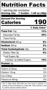Caramel Jelly Cookie 12.2021 Nutrition Label 1 | Tuscany Cookies Store | The Best Gourmet Cookies Online |