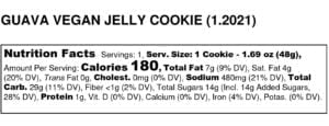 GUAVA VEGAN JELLY COOKIE 1.2021 Nutrition Label 1 | Tuscany Cookies Store | The Best Gourmet Cookies Online |